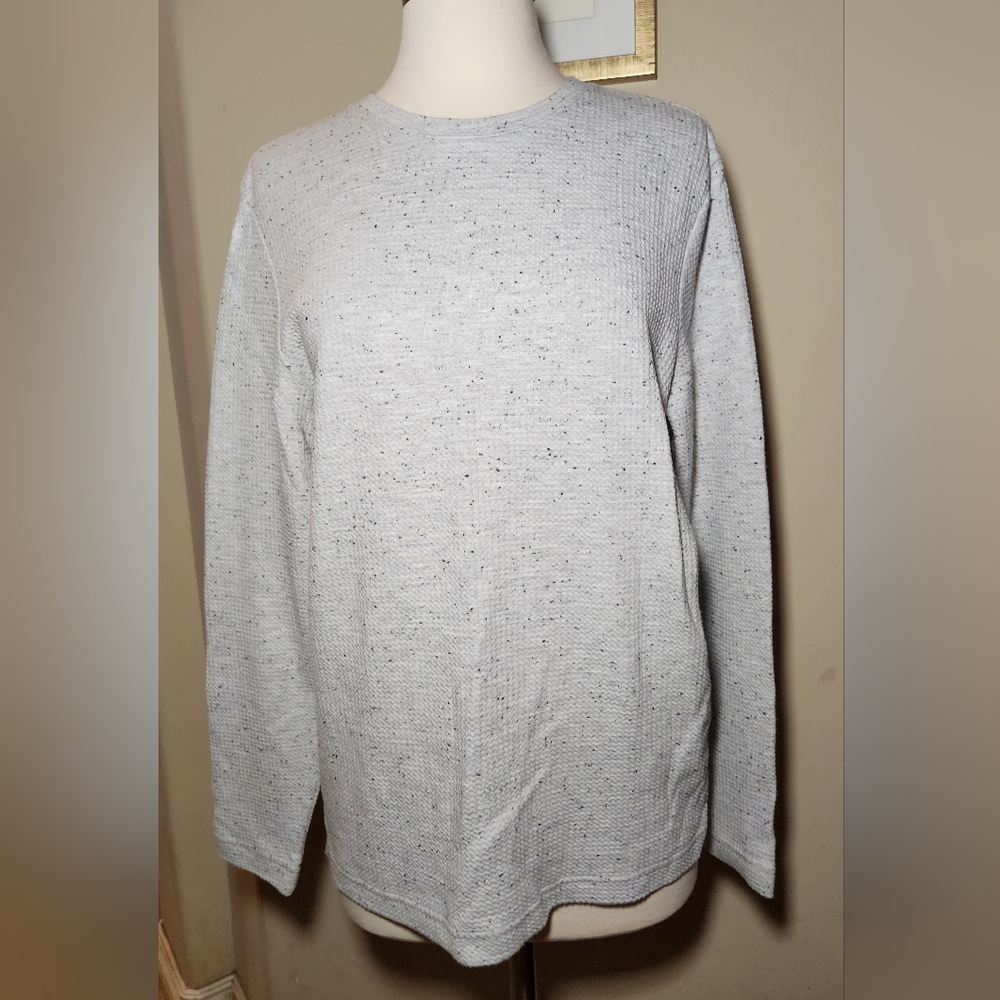 Mens English Laundry Long Sleeve Crewneck Tee Light Heathered Gray Size Small